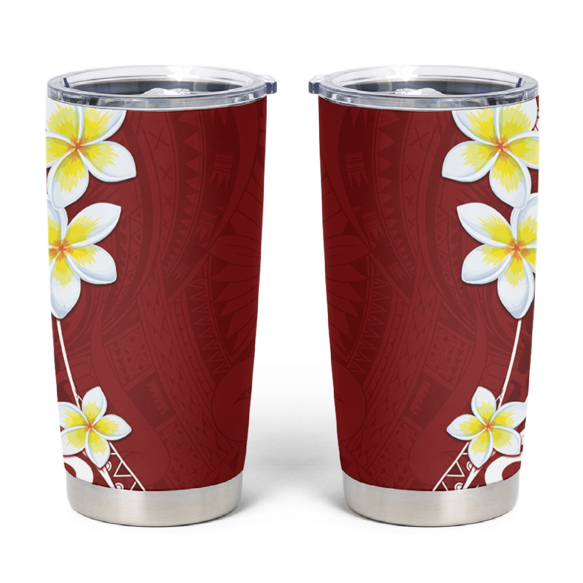Hawaii Aloha Tumbler Cup Plumeria Vintage - Red LT7 Red - Polynesian Pride