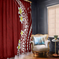 Hawaii Aloha Window Curtain Plumeria Vintage - Crimson LT7 - Polynesian Pride