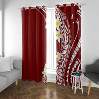 Hawaii Aloha Window Curtain Plumeria Vintage - Crimson LT7 With Grommets Crimson - Polynesian Pride