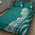Hawaii Aloha Quilt Bed Set Plumeria Vintage - Teal LT7 - Polynesian Pride