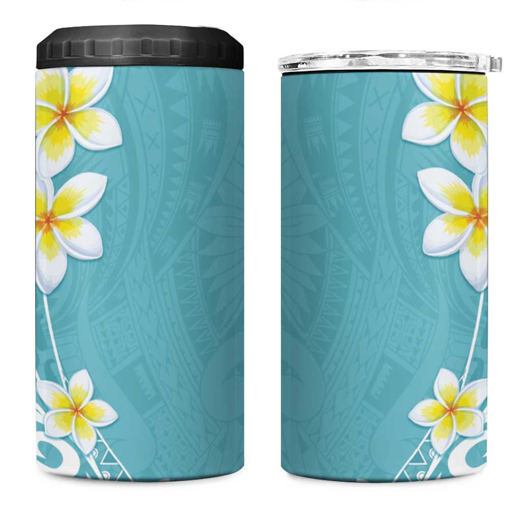 Hawaii Aloha 4 in 1 Can Cooler Tumbler Plumeria Vintage - Turquoise LT7 One Size: 16 oz Turquoise - Polynesian Pride