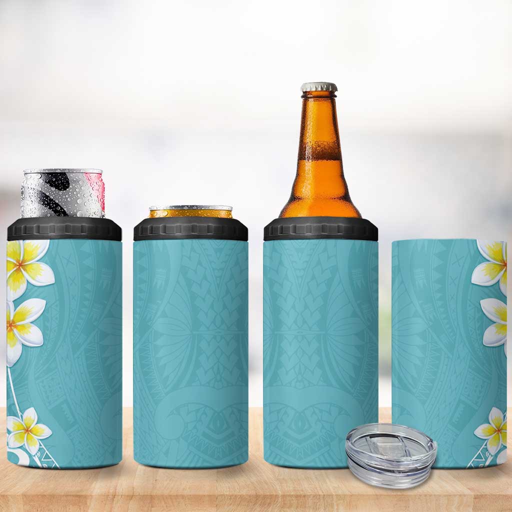 Hawaii Aloha 4 in 1 Can Cooler Tumbler Plumeria Vintage - Turquoise LT7 - Polynesian Pride