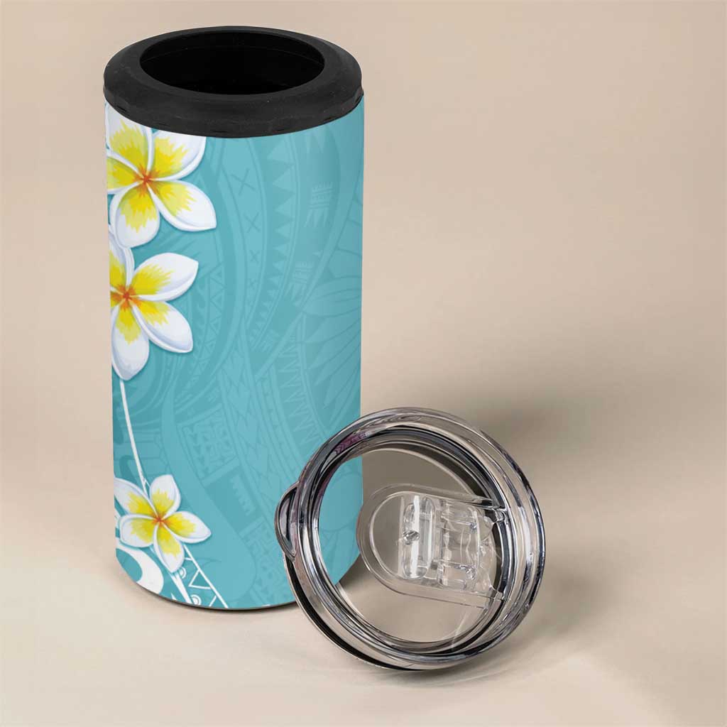 Hawaii Aloha 4 in 1 Can Cooler Tumbler Plumeria Vintage - Turquoise LT7 - Polynesian Pride