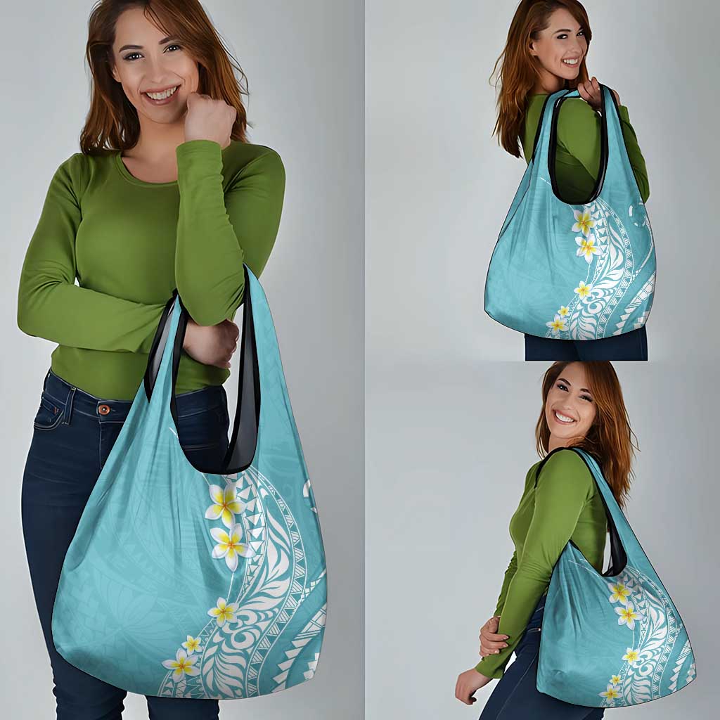 Hawaii Aloha Grocery Bag Plumeria Vintage - Turquoise