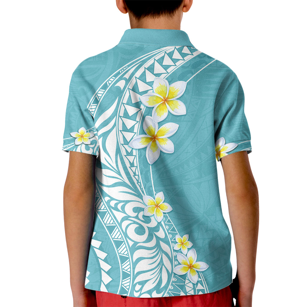 Hawaii Aloha Kid Polo Shirt Plumeria Vintage - Turquoise LT7 - Polynesian Pride