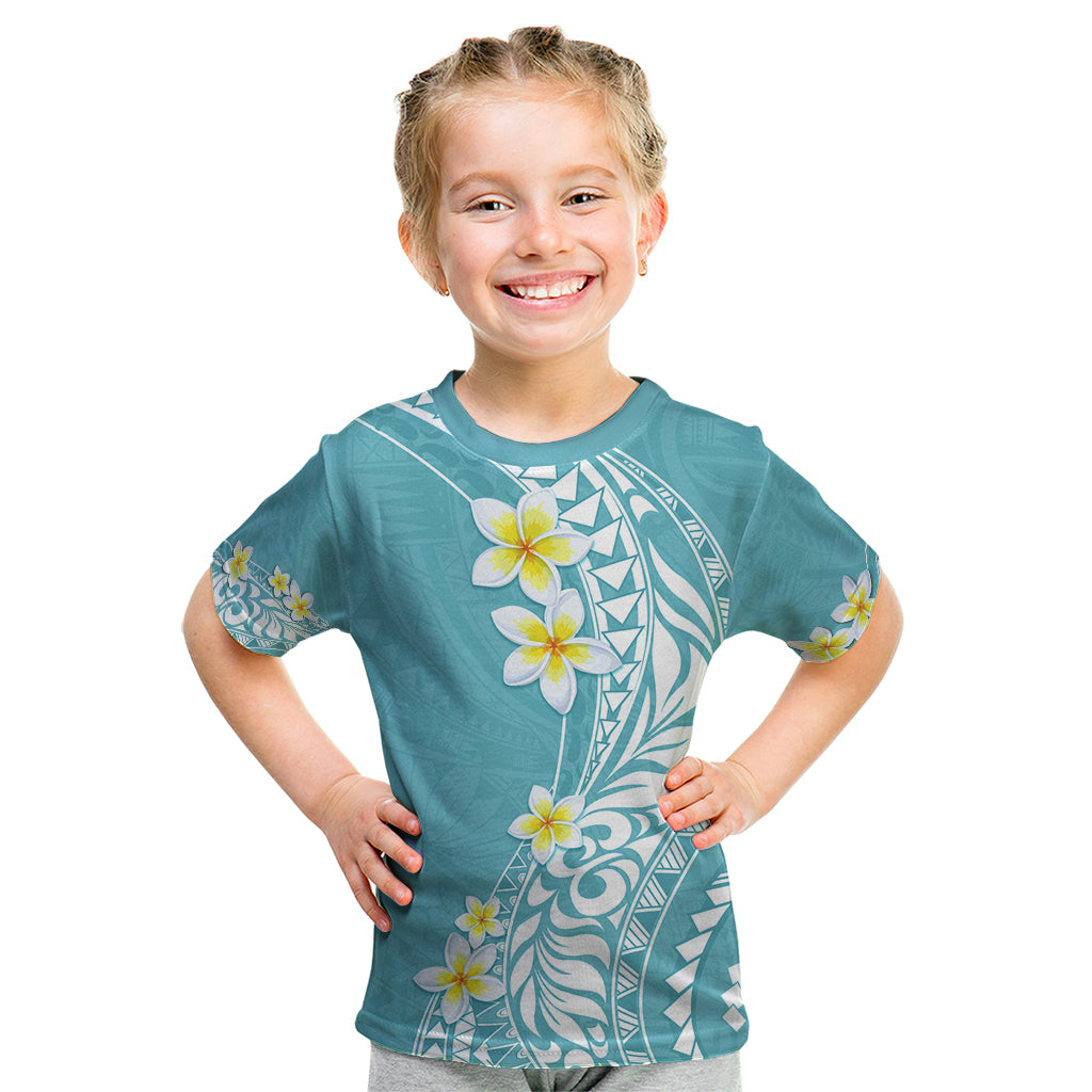 Hawaii Aloha Kid T Shirt Plumeria Vintage - Turquoise LT7 Turquoise - Polynesian Pride