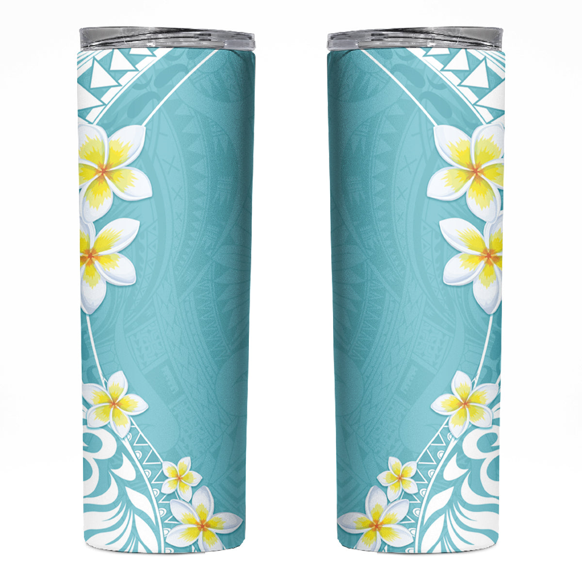 Hawaii Aloha Skinny Tumbler Plumeria Vintage - Turquoise LT7 Turquoise - Polynesian Pride