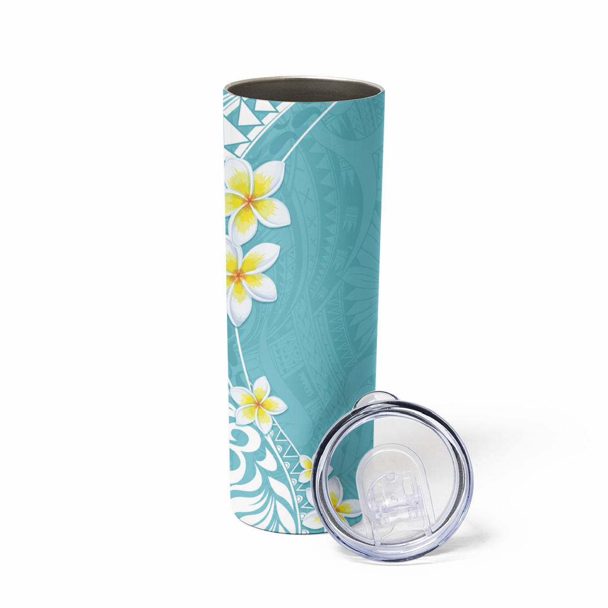 Hawaii Aloha Skinny Tumbler Plumeria Vintage - Turquoise LT7 - Polynesian Pride