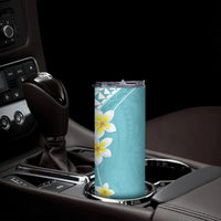Hawaii Aloha Skinny Tumbler Plumeria Vintage - Turquoise LT7 - Polynesian Pride