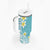 Hawaii Aloha Tumbler With Handle Plumeria Vintage - Turquoise