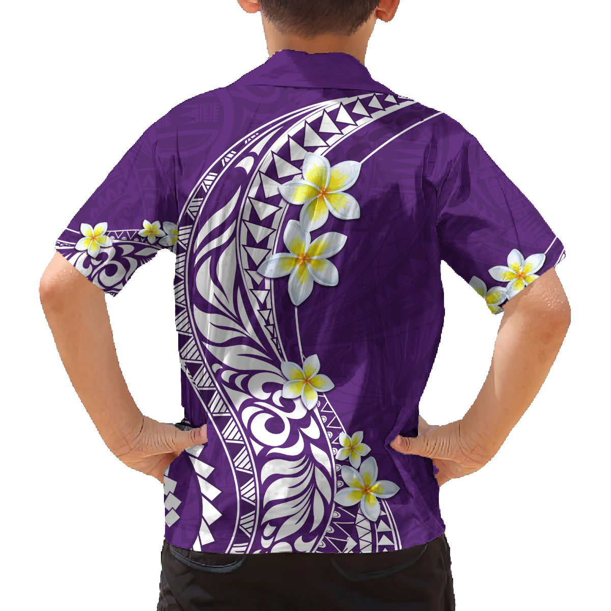 Hawaii Aloha Family Matching Tank Maxi Dress and Hawaiian Shirt Plumeria Vintage - Violet LT7 - Polynesian Pride