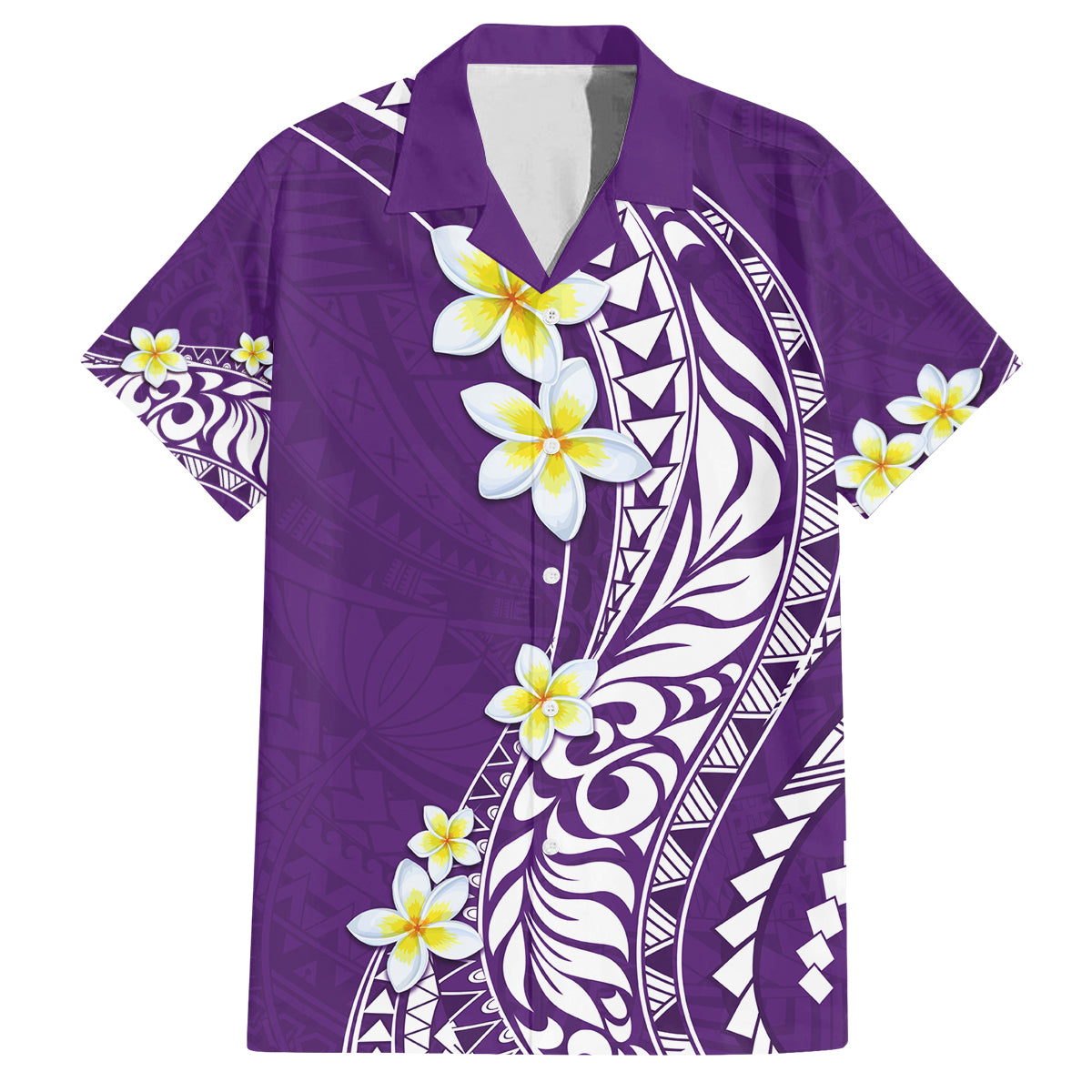 Hawaii Aloha Family Matching Tank Maxi Dress and Hawaiian Shirt Plumeria Vintage - Violet LT7 Dad's Shirt - Short Sleeve Violet - Polynesian Pride