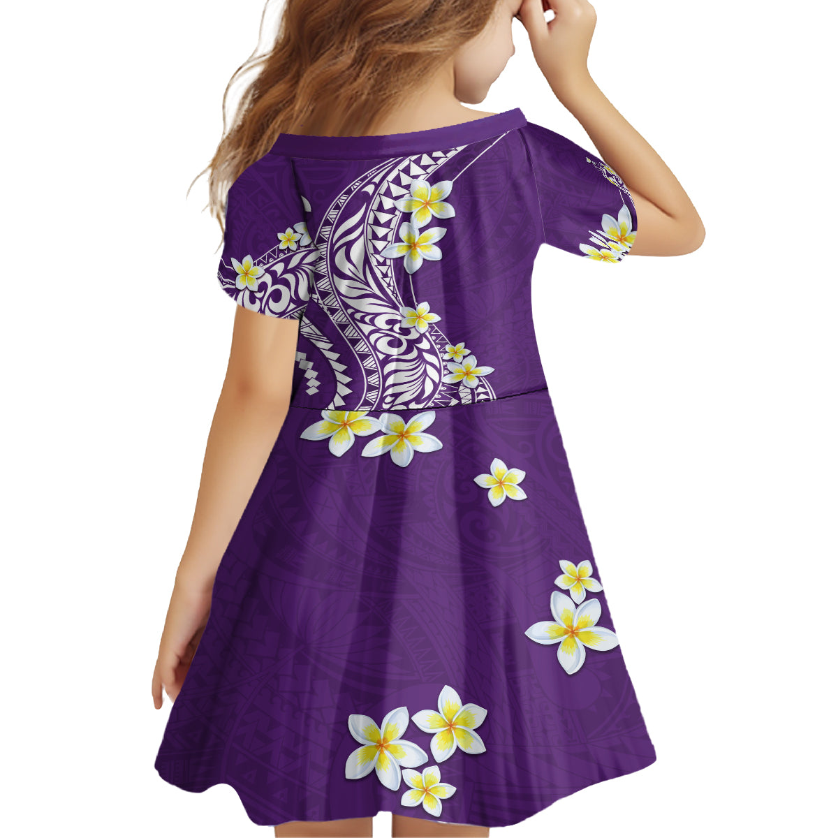 Hawaii Aloha Kid Short Sleeve Dress Plumeria Vintage - Violet LT7 - Polynesian Pride