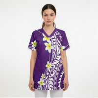 Hawaii Aloha Scrub Top Plumeria Vintage - Violet - Polynesian Pride