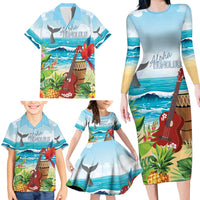 Aloha Honolulu Festival Family Matching Long Sleeve Bodycon Dress and Hawaiian Shirt Ukulele By The Shore LT7 - Polynesian Pride