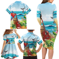 Aloha Honolulu Festival Family Matching Long Sleeve Bodycon Dress and Hawaiian Shirt Ukulele By The Shore LT7 - Polynesian Pride