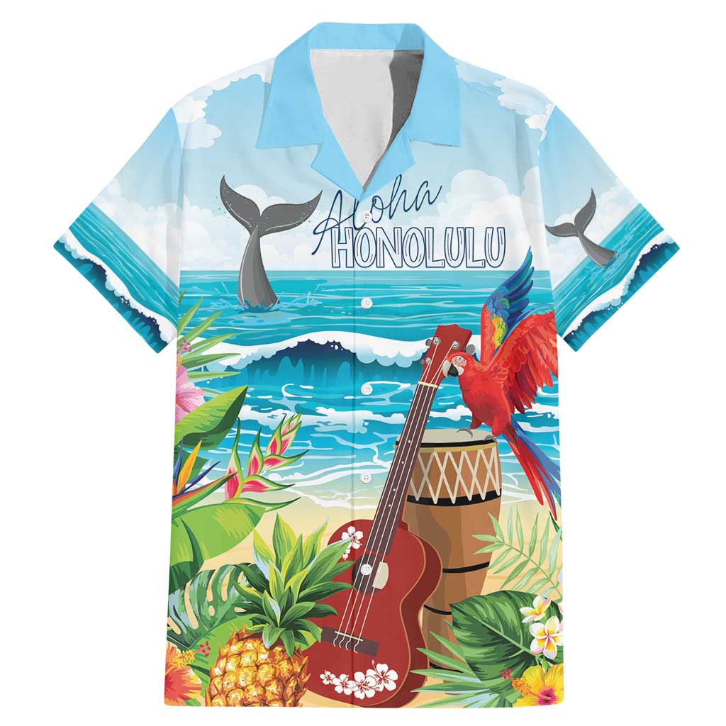 Aloha Honolulu Festival Family Matching Mermaid Dress and Hawaiian Shirt Ukulele By The Shore LT7 Dad's Shirt - Short Sleeve Art - Polynesian Pride