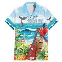 Aloha Honolulu Festival Family Matching Mermaid Dress and Hawaiian Shirt Ukulele By The Shore LT7 Dad's Shirt - Short Sleeve Art - Polynesian Pride