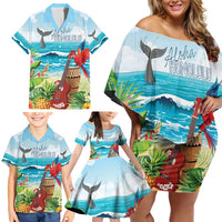 Aloha Honolulu Festival Family Matching Off Shoulder Short Dress and Hawaiian Shirt Ukulele By The Shore LT7 - Polynesian Pride