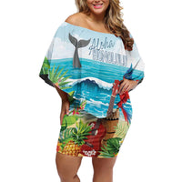Aloha Honolulu Festival Family Matching Off Shoulder Short Dress and Hawaiian Shirt Ukulele By The Shore LT7 Mom's Dress Art - Polynesian Pride