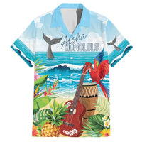 Aloha Honolulu Festival Family Matching Puletasi and Hawaiian Shirt Ukulele By The Shore LT7 Dad's Shirt - Short Sleeve Art - Polynesian Pride