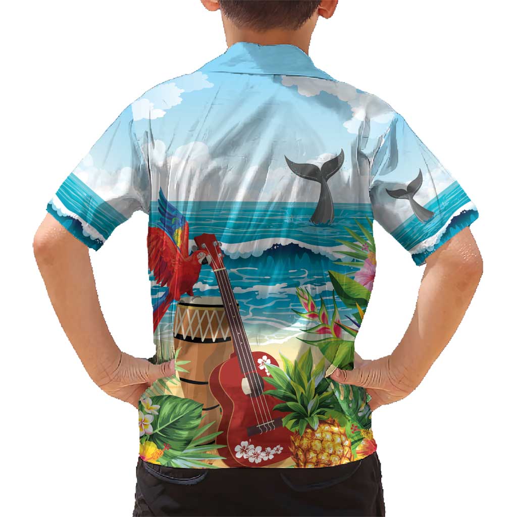 Aloha Honolulu Festival Family Matching Short Sleeve Bodycon Dress and Hawaiian Shirt Ukulele By The Shore LT7 - Polynesian Pride