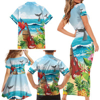 Aloha Honolulu Festival Family Matching Short Sleeve Bodycon Dress and Hawaiian Shirt Ukulele By The Shore LT7 - Polynesian Pride