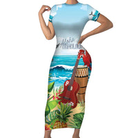 Aloha Honolulu Festival Family Matching Short Sleeve Bodycon Dress and Hawaiian Shirt Ukulele By The Shore LT7 Mom's Dress Art - Polynesian Pride