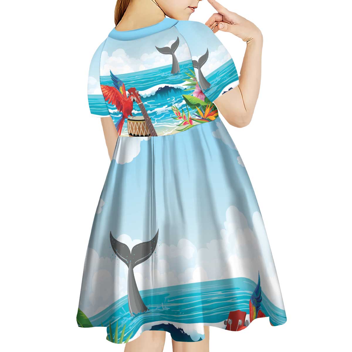 Aloha Honolulu Festival Kid Short Sleeve Dress Ukulele By The Shore