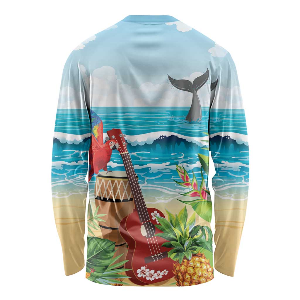 Aloha Honolulu Festival Long Sleeve Shirt Ukulele By The Shore