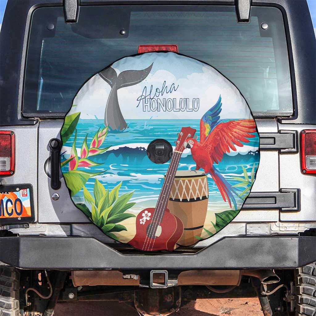 Aloha Honolulu Festival Spare Tire Cover Ukulele By The Shore