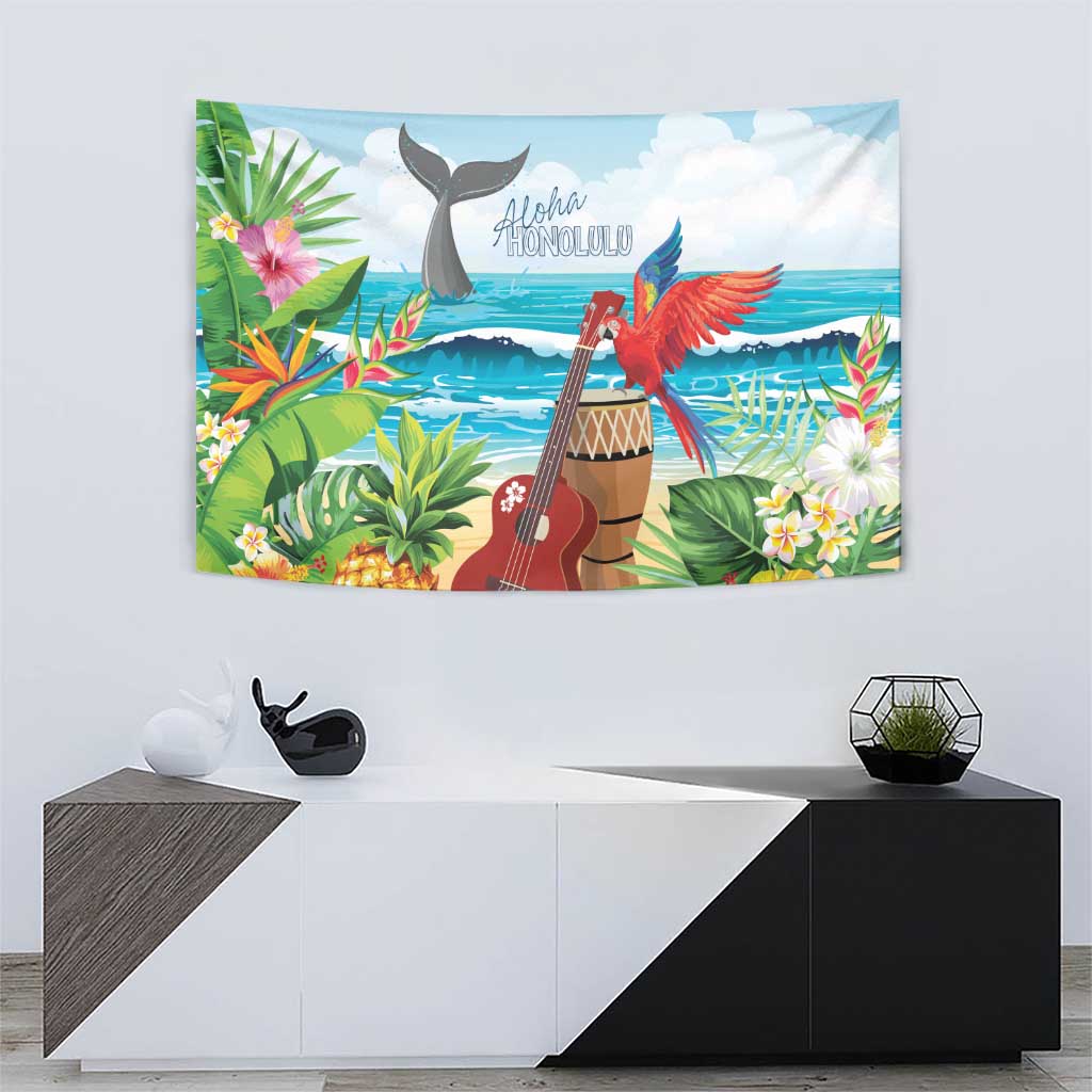 Aloha Honolulu Festival Tapestry Ukulele By The Shore