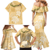 Aloha Honolulu Festival Family Matching Mermaid Dress and Hawaiian Shirt Hawaii Kapa Mix Flowers Lei LT7 - Polynesian Pride