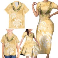 Aloha Honolulu Festival Family Matching Short Sleeve Bodycon Dress and Hawaiian Shirt Hawaii Kapa Mix Flowers Lei LT7 - Polynesian Pride