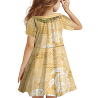 Aloha Honolulu Festival Kid Short Sleeve Dress Hawaii Kapa Mix Flowers Lei