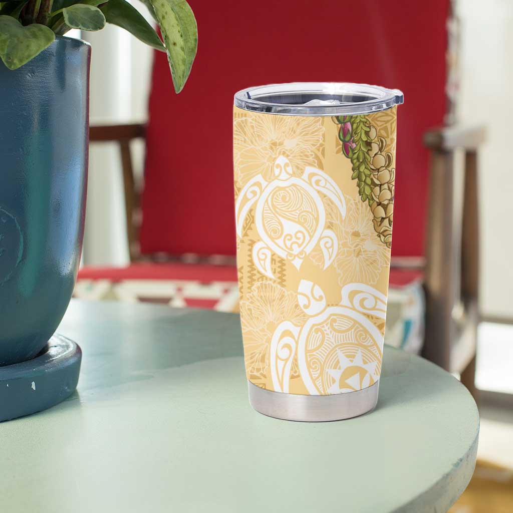 Aloha Honolulu Festival Tumbler Cup Hawaii Kapa Mix Flowers Lei