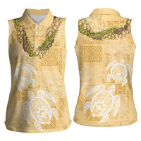 Aloha Honolulu Festival Women Sleeveless Polo Shirt Hawaii Kapa Mix Flowers Lei LT7 - Polynesian Pride