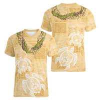 Aloha Honolulu Festival Women V-Neck T-Shirt Hawaii Kapa Mix Flowers Lei LT7 - Polynesian Pride