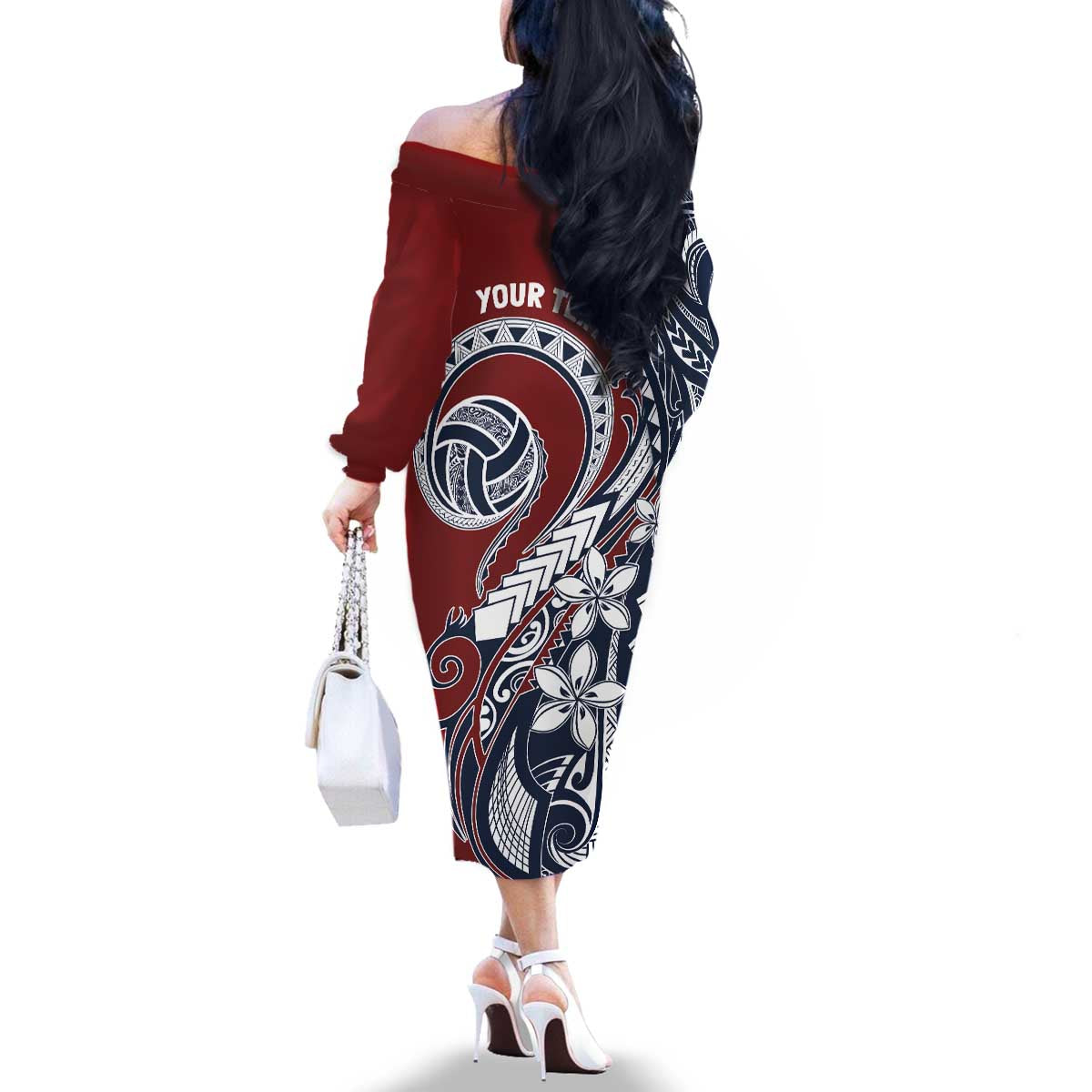 Polynesia Beach Volleyball Personalized Family Matching Off The Shoulder Long Sleeve Dress and Hawaiian Shirt Special