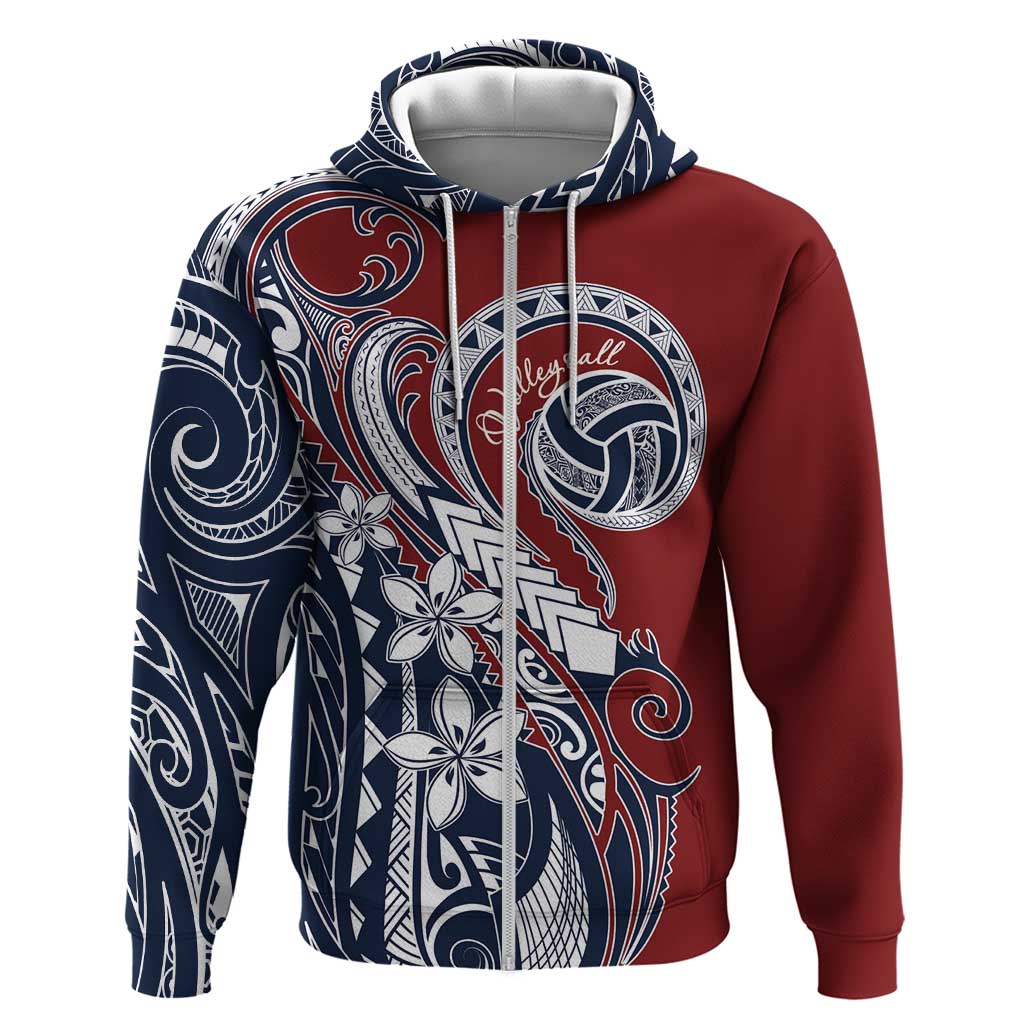 Polynesia Beach Volleyball Personalized Zip Hoodie Special LT7 Zip Hoodie Red Blue - Polynesian Pride