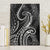 Polynesia Plumeria Lei Canvas Wall Art Black Curves Motif