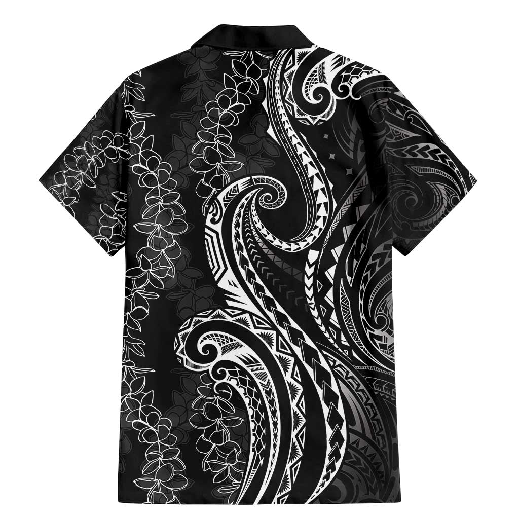 Polynesia Plumeria Lei Family Matching Mermaid Dress and Hawaiian Shirt Black Curves Motif LT7 - Polynesian Pride