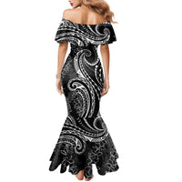 Polynesia Plumeria Lei Family Matching Mermaid Dress and Hawaiian Shirt Black Curves Motif LT7 - Polynesian Pride