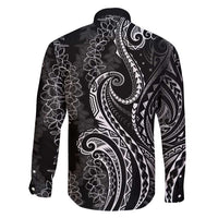 Polynesia Plumeria Lei Family Matching Tank Maxi Dress and Hawaiian Shirt Black Curves Motif LT7 - Polynesian Pride