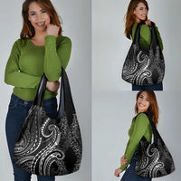 Polynesia Plumeria Lei Grocery Bag Black Curves Motif