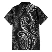 Polynesia Plumeria Lei Hawaiian Shirt Black Curves Motif