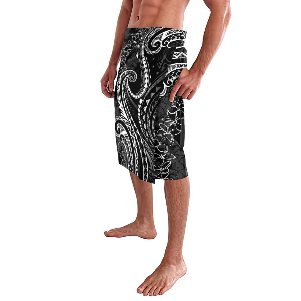 Polynesia Plumeria Lei Lavalava Black Curves Motif