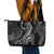 Polynesia Plumeria Lei Leather Tote Bag Black Curves Motif