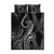 Polynesia Plumeria Lei Quilt Bed Set Black Curves Motif