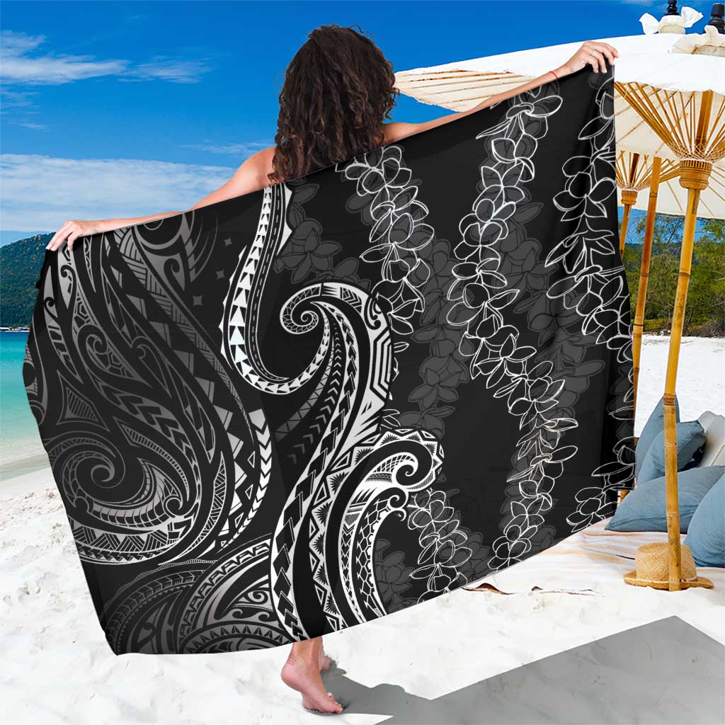 Polynesia Plumeria Lei Sarong Black Curves Motif